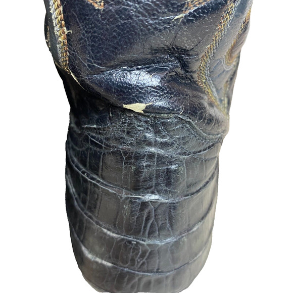 Mens Vintage Cowboy Boots Rudel Made In Mexico 9.5E Alligator Western Boot Black - Picture 4 of 10